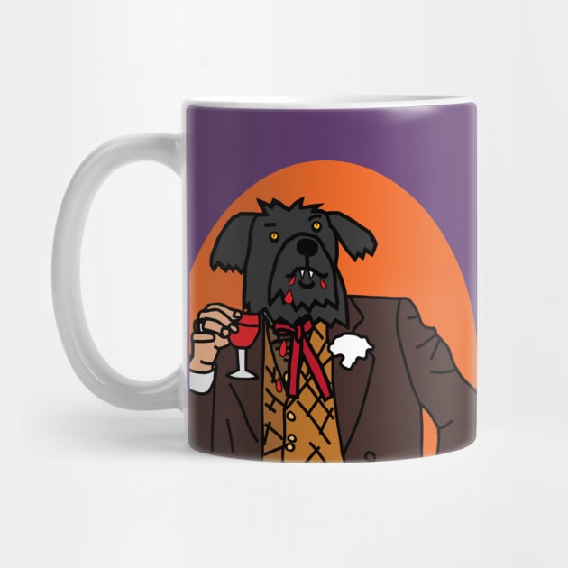 Halloween Horror Portrait Vampire Dog Drinking Wine by ellenhenryart